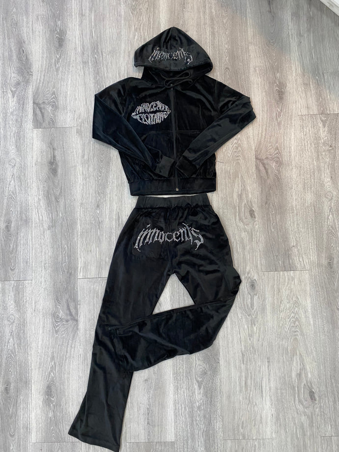 “Black Ice” Velour Pant Set